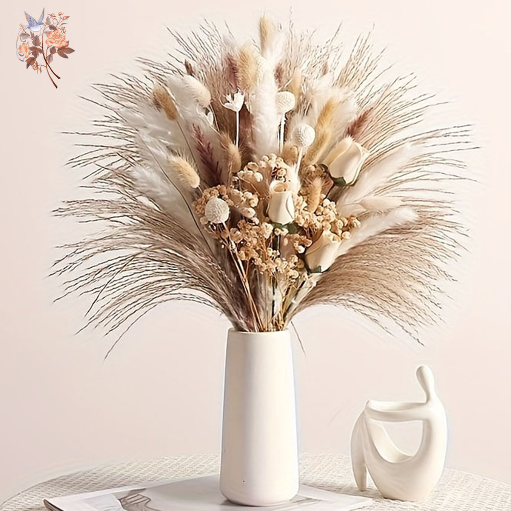 Pampas Grass Decor - 80 Pezzi Bouquet di Fiori Artificiali