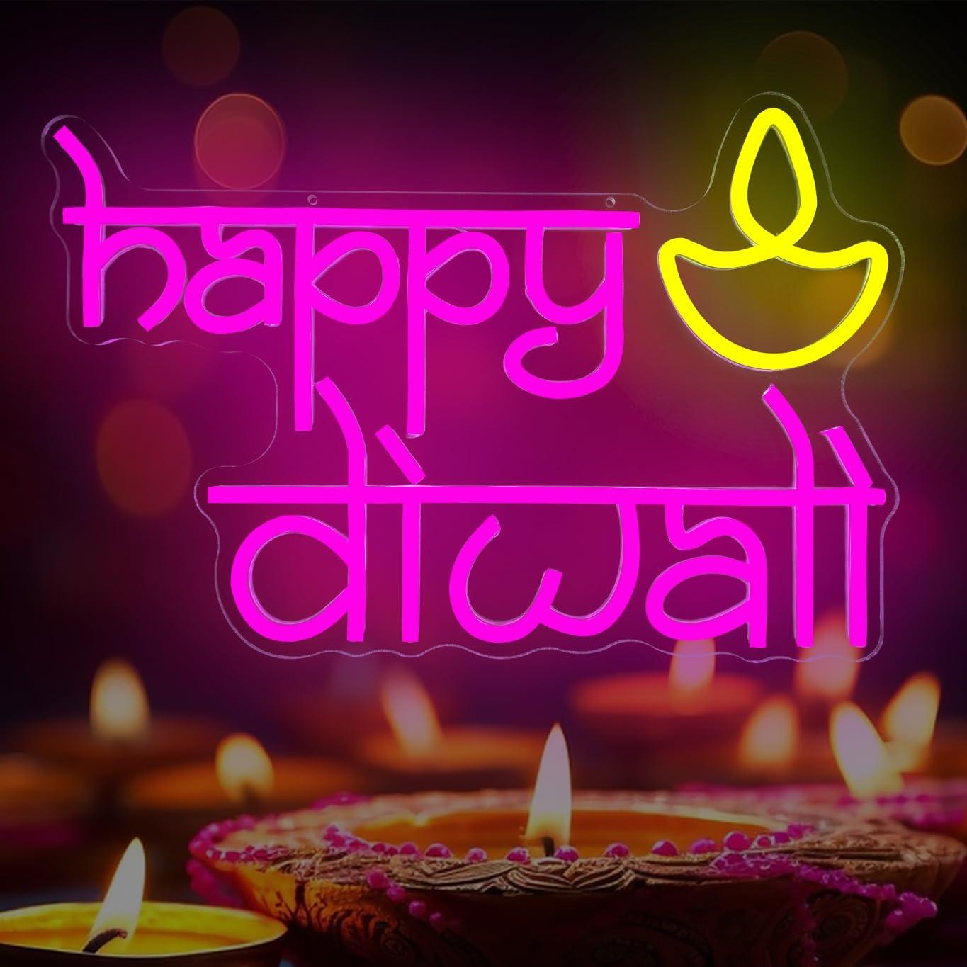 Home Decor Happy - Insegna al Neon 'Happy Diwali' Alimentata