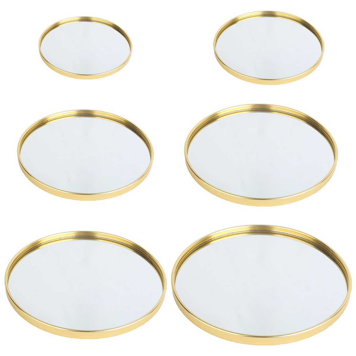 Home Decor Glass - Vassoio rotondo a specchio color oro,