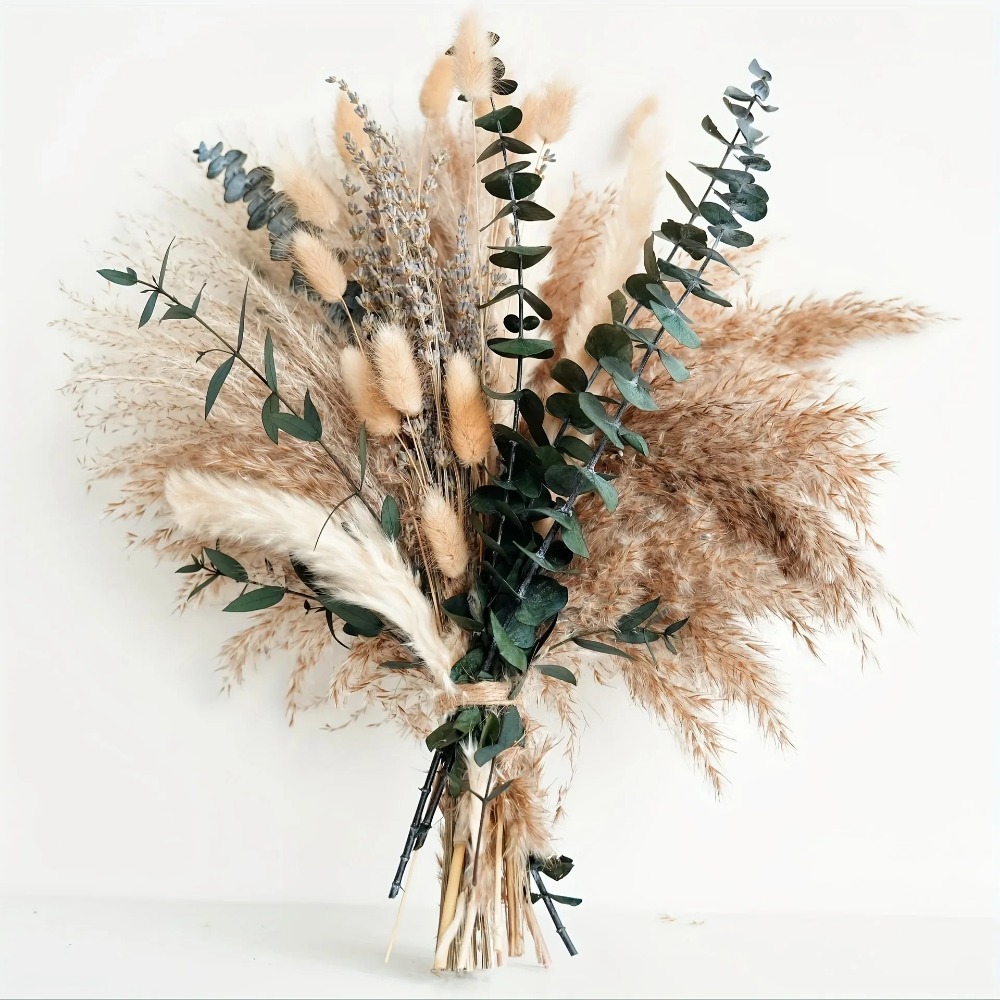 Pampas Grass Decor - 80 Pezzi Bouquet di Fiori Secchi