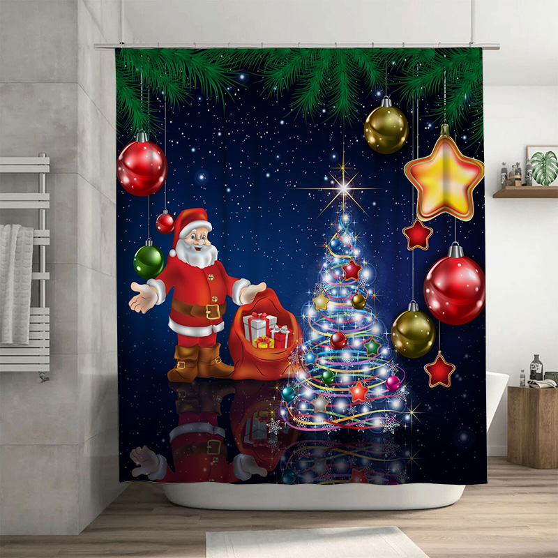 Home Xmas Decor Ideas - TU Tenda da doccia natalizia Babbo