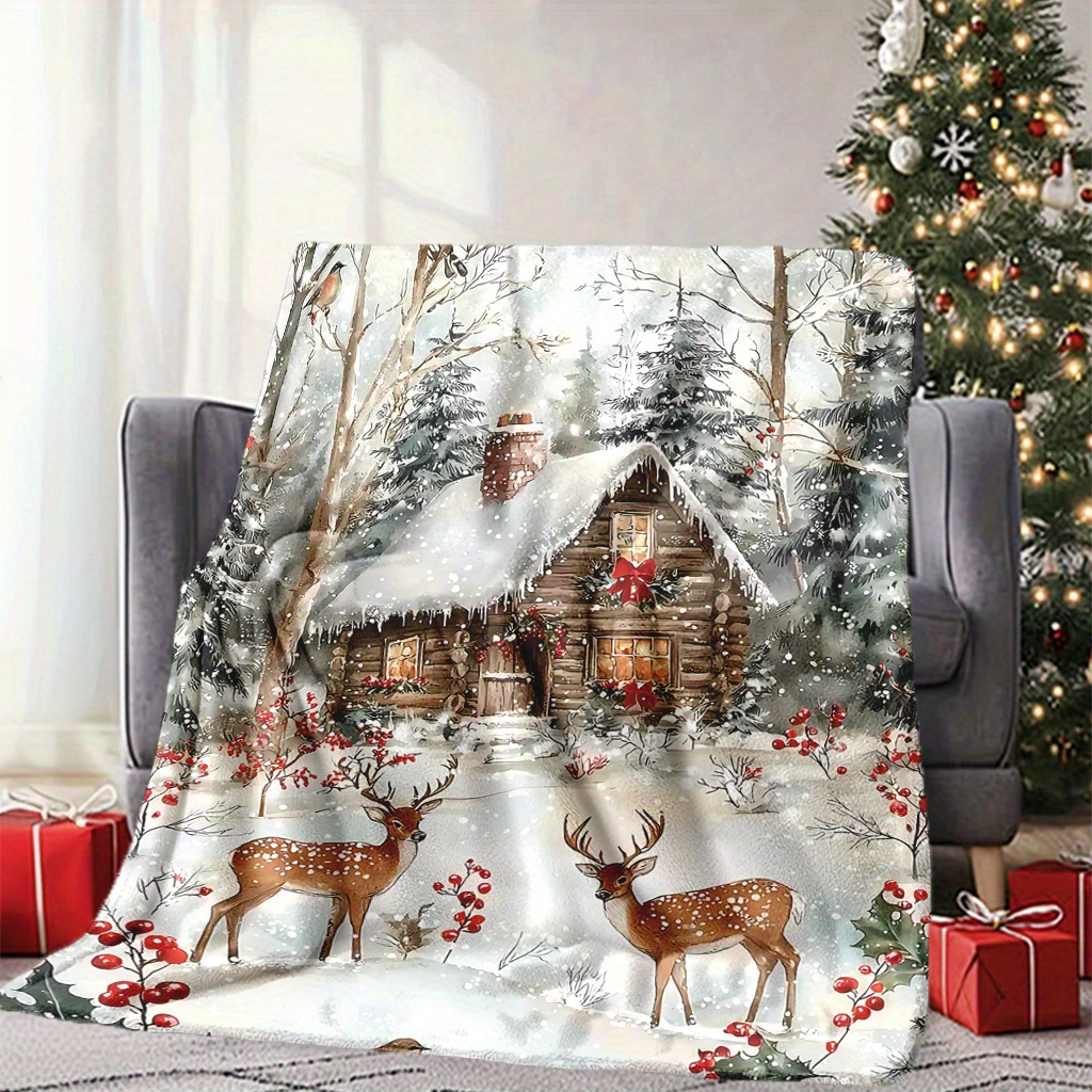 1 coperta natalizia con cervo, - Home Xmas Decor Ideas recensione e prezzo