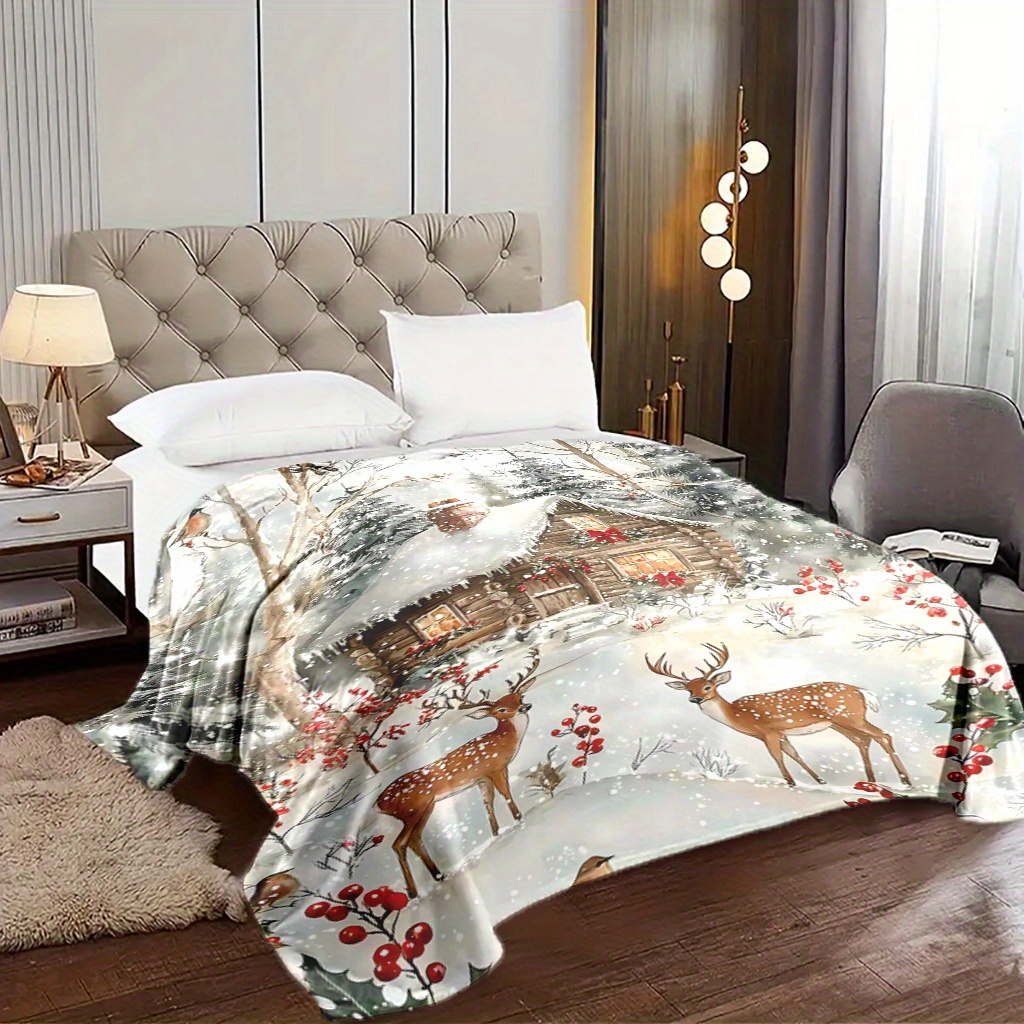 1 coperta natalizia con cervo, - Home Xmas Decor Ideas recensione e prezzo